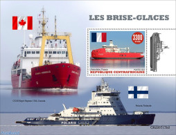 Central Africa 2022 Icebreakers , Mint NH, History - Transport - Flags - Ships And Boats - Bateaux