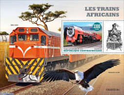 Central Africa 2022 African Trains, Mint NH, Nature - Transport - Birds - Railways - Trenes