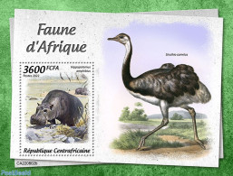 Central Africa 2022 African Fauna, Mint NH, Nature - Birds - Hippopotamus - Centrafricaine (République)