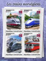 Central Africa 2022 Norwegian Trains, Mint NH, History - Sport - Transport - Flags - Mountains & Mountain Climbing - R.. - Climbing