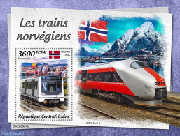 Central Africa 2022 Norwegian Trains, Mint NH, History - Sport - Transport - Flags - Mountains & Mountain Climbing - R.. - Climbing