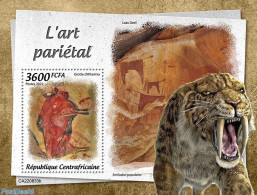 Central Africa 2022 Cave Art, Mint NH, Nature - Cat Family - Prehistoric Animals - Art - Paintings - Prehistory - Prehistorics