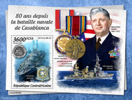 Central Africa 2022 80 Years Since The Battle Of Casablanca, Mint NH, History - Transport - World War II - Ships And B.. - 2. Weltkrieg