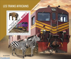 Guinea, Republic 2022 African Trains, Mint NH, Nature - Transport - Elephants - Zebra - Railways - Trains