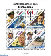 Guinea, Republic 2022 80 Years Since The Battle Of Casablanca, Mint NH, History - Transport - World War II - Ships And.. - WW2 (II Guerra Mundial)