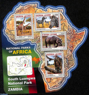 Sierra Leone 2016 National Park Zambia, Mint NH, Nature - Birds Of Prey - Giraffe - Hippopotamus - Zebra - Other & Unclassified