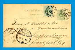 Entier Belgique Bruxelles 5 - Frankfurt (Main) Sachsenhausen DR 1889 - Cartes Postales 1871-1909