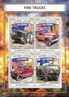 Sierra Leone 2016 Fire Trucks, Mint NH, History - Transport - Flags - Automobiles - Fire Fighters & Prevention - Cars