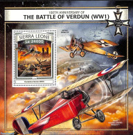 Sierra Leone 2016 100th Anniversary Of The Battle Of Verdun, Mint NH, History - Transport - Militarism - Aircraft & Av.. - Militares