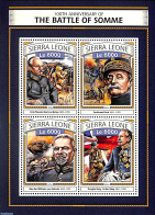 Sierra Leone 2016 100th Anniversary Of The Battle Of Somme, Mint NH, History - Various - Militarism - Weapons - World .. - Militaria