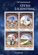 Sierra Leone 2016 120th Anniversary Of Otto Lilienthal, Mint NH, Science - Transport - Inventors - Aircraft & Aviation - Flugzeuge