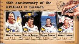 Sierra Leone 2015 45th Anniversary Of The Apollo 13 Mission, Mint NH, History - Transport - Flags - Space Exploration - Otros & Sin Clasificación