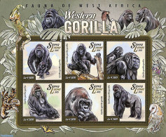 Sierra Leone 2015 Gorillas, Mint NH, Nature - Birds - Birds Of Prey - Butterflies - Monkeys - Owls - Prehistoric Anima.. - Prehistorisch