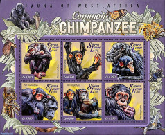 Sierra Leone 2015 Chimpanzees, Mint NH, Nature - Birds - Butterflies - Cat Family - Monkeys - Snakes - Turtles - Otros & Sin Clasificación
