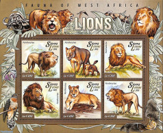 Sierra Leone 2015 Lions, Mint NH, Nature - Animals (others & Mixed) - Bats - Birds - Butterflies - Cat Family - Other & Unclassified