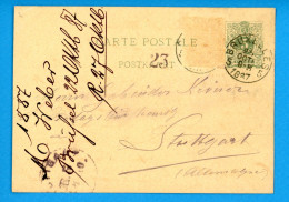 Entier Belgique Bruxelles 5 - STUTTGART DR 1887 - Briefkaarten 1871-1909