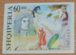 ALBANIA 1995, 300th Anniversary Of Jean De La Fontaine's Death, Animals, Paintings, Mi #B106, Souvenir Sheet, MLH* - Ecrivains