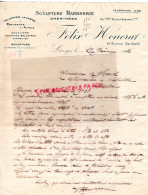 87- LIMOGES- FACTURE SCULPTURE MARBRERIE -MARBRE-FELIX HONORAT-40 AVENUE GARIBALDI-1920-GLOMOT VIEILLEVILLE BTP - Straßenhandel Und Kleingewerbe