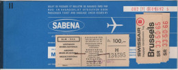 Sabena - Billet De Passage - Pasasenger Ticket - Luchthaven Brussel-Nationaal - Brussels - Geneva - 1970 - Europa