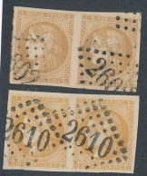 BM-64: FRANCE:  N° 43A Et 43B En Paires Obl  Margées - 1870 Bordeaux Printing