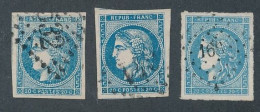 BM-67: FRANCE:  N° 45 A/B/C Obl Margés - 1870 Uitgave Van Bordeaux