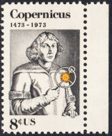 !a! USA Sc# 1488 MNH SINGLE W/ Right Margin - Nicolaus Copernicus - Unused Stamps