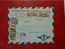 LETTRE DEVANT DAKAR SENEGAL 1953 POUR SCHILTIGHEIM TIMBRES TAXE FRANCAISE 20 F N° 77 - Sénégal (1960-...)