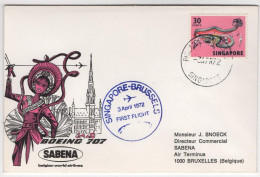 Singapore Brussels - Boeing 707 Sabena - Envelope - Singapour (1959-...)