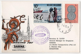 Singapore Brussels - Boeing 707 Sabena - Envelope - Lettres & Documents