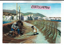 Campania-napoli-ischia Pescatori Al Porto Che Riparano Le Reti Veduta Fine Anni 50 (pubblicita A.C.I.d'epoca/v.retro) - Other & Unclassified