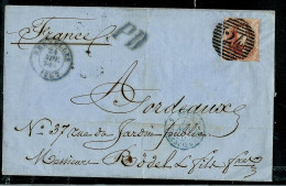 Lettre  De Brussel Vers Bordeaux  - 24/11/1857 - Avec N° 8A ( Papier épais ) - 1851-1857 Médaillons (6/8)