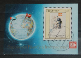 CUBA 1987, Hafnia 87, Postmen, Philatelic Exhibitions, Mi #B100, Souvenir Sheet, Used - Philatelic Exhibitions