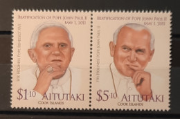 2012 - Aitutaki - MNH - Joint With Cook Islands And Penrhyn - Beatification Of Pope John Paul II- 2+2+2se Tenant Stamps - Aitutaki