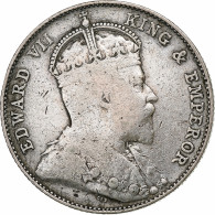 Établissements Des Détroits, Edward VII, 20 Cents, 1910, Bombay, Argent, TB - Colonias