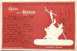 Gruss Aus Bremen - Teichmanns Brunnen - Prägekarte - Bremen