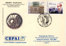 Judaica Argentina Israel 2001 "Ghetto Warsaw", Raoul Wallenberg Special Cover - Judaisme