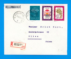 Enveloppe Bruxelles Brussel 1 D Z - Olten 1 V Suisse Recommandé 1961 - Lettres & Documents