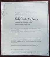 Faire Part Décès / De Heer Emiel Jaak De Boeck  Geboren Te Londerzeel 1905 En Overleden In 1992 - Décès