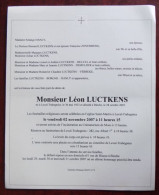 Faire Part Décès / Mr. Léon Luctkens Né à Leval-Trahegnies En 1923 Et Décédé à Binche En 2007 - Obituary Notices