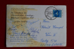 1959 Dhaulagiri Expedition Carte Tachée Stained Signed Fritz Moravec Mountaineering Himalaya Alpinisme Escalade Montagne - Deportivo