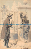 R132189 Old Postcard. Woman And Man Near The Gates. M. M. 1902. B. Hopkins - World