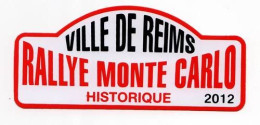 Autocollant RALLYE MONTE CARLO Historique 2012 Départ Reims - Stickers