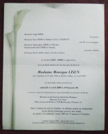 Faire Part Décès / Mme Monique Lisen Née à Charleroi En 1936 Et Décédée à Lobbes En 2009 - Obituary Notices