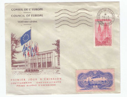 Vignette Edouard Berck Sur Lettre Conseil De L' Europe , Timbre Burelé Avion Survolant Paris - Cartas & Documentos