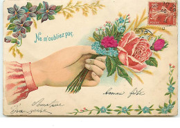 Carte Gaufrée - Ne M'oubliez Pas - Fleurs - Main - Andere & Zonder Classificatie