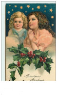 Carte Gaufrée - Christmas Greetings - Fillettes - Sonstige & Ohne Zuordnung