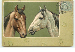 Carte Gaufrée - Chevaux - Paarden