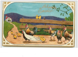 Carte Gaufrée - A Happy Easter - Mariage De Poule - Ostern