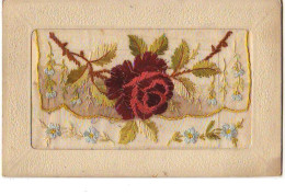 Carte Brodée Avec Rabat - Rose - Embroidered