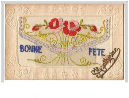 Carte Brodée - Bonnet Fête - Roses - Embroidered